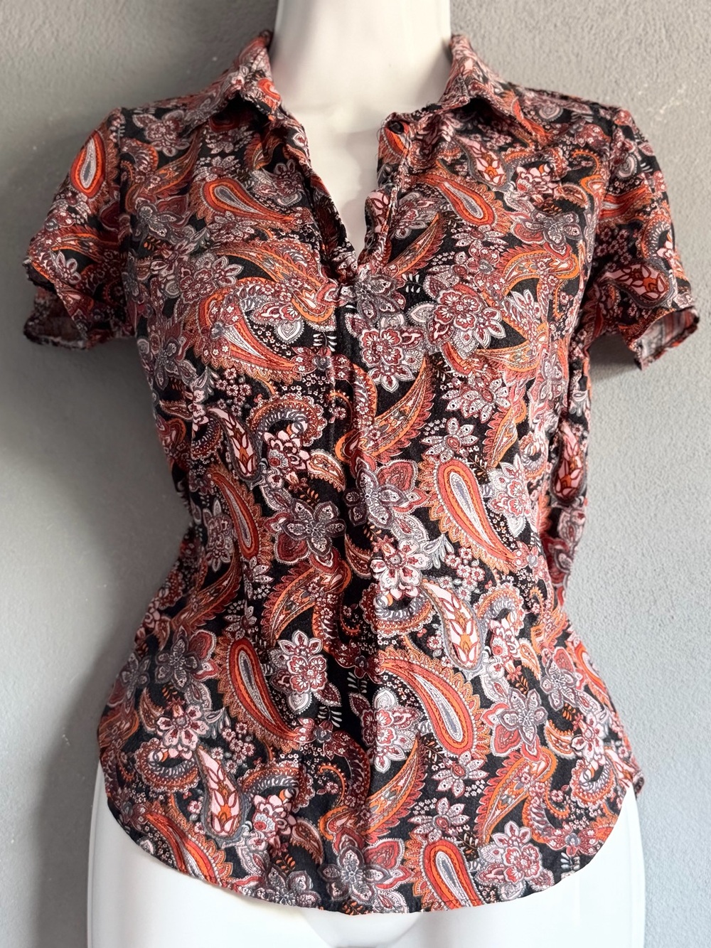 Vintage Vertiche Paisley Button Up Blouse M Y2K Boho Floral